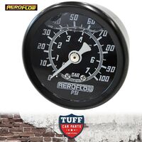 Aeroflow Black 0 - 100 PSI Liquid Filled EFI Fuel or Oil Pressure Gauge 1/8" NPT