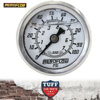 Aeroflow White 0 - 100 PSI Liquid Filled EFI Fuel or Oil Pressure Gauge 1/8" NPT