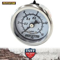 Aeroflow White 0 - 15 PSI Carb Fuel or Oil Pressure Gauge 1.5" 38mm 1/8" NPT