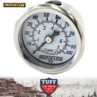 Aeroflow White 0 - 100 PSI EFI Fuel or Oil Pressure Gauge 1.5" 38mm 1/8" NPT