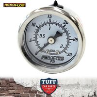 Aeroflow White 0 - 30 PSI Carb Fuel or Oil Pressure Gauge 1.5" 38mm 1/8" NPT