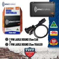 Elecbrakes EB2 Bluetooth Electric Brake Controller + 7 Pin Large Round to 7 Large Round Adapter, Apple CarPlay, Android Auto, 12V 24V Trailer Boat Car