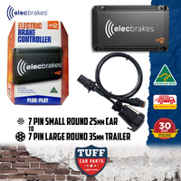 Elecbrakes EB2 Bluetooth Electric Brake Controller + 7 Pin Small Round to 7 Large Round Adapter, Apple CarPlay, Android Auto, 12V 24V Trailer Boat Car