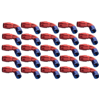 Proflow Bulk Pack Cutter Hose End 90 Degree -06AN, Blue/Red, 25pc