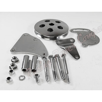 Proflow Power Steering Brackets Mounting kit, Type II Bracket with Pulley Chrome SB Chev