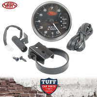 SAAS Tacho Gauge Electric Black Face 95mm Multi Colour Tachometer + Fitting Kit