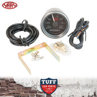 SAAS Turbo Boost Vacuum Gauge Black Face Dial 52mm Multi Colour + Fitting Kit