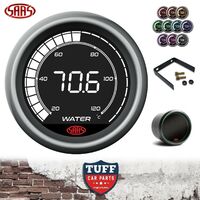 SAAS Muscle Digital Series Water Temp Gauge LCD Black Face 52mm + Fitting Kit