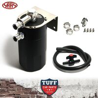 SAAS TRAX 4X4 4WD Billet Black 500ml Baffled Oil Catch Can Tank + Fitting Kit