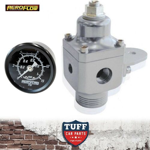 Aeroflow Polished 2 Port 750hp Carb Fuel Pressure Regulator 4-12PSI + Gauge -8