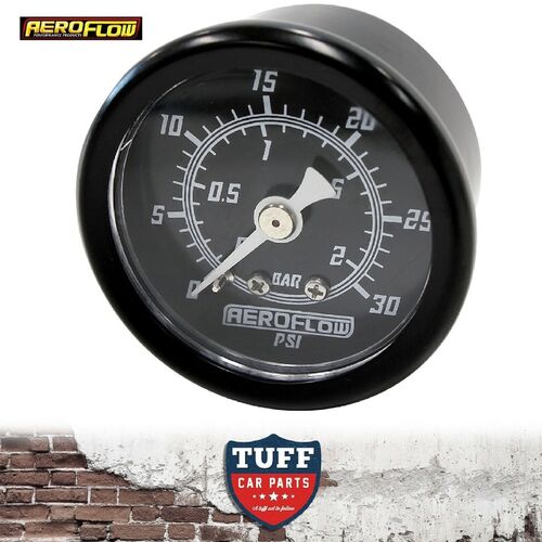 Aeroflow Black 0 - 30 PSI Carb Fuel or Oil Pressure Gauge 1.5" 38mm 1/8" NPT