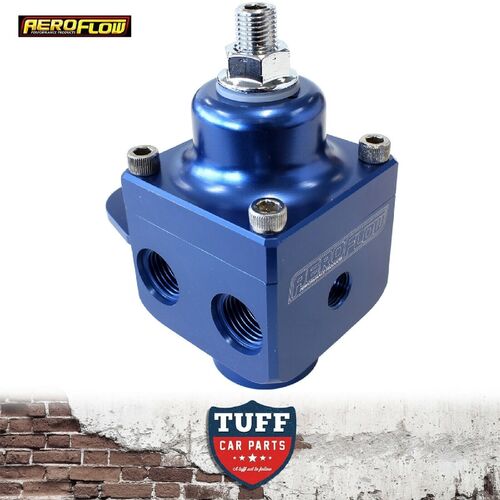 Aeroflow Blue Billet 4 Port 1600hp Carby Fuel Pressure Regulator 4-12 PSI -6ORB 