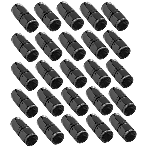 Proflow Bulk Pack Straight Hose End -08AN Hose to Female, Black 25pc