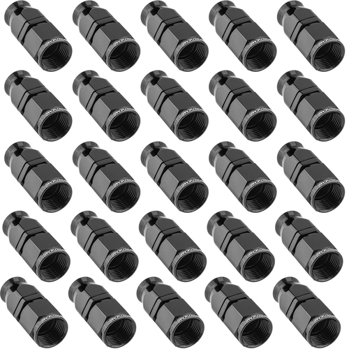 Proflow Bulk Pack Aluminium Straight Hose End -06AN For PTFE, Black, 25pc