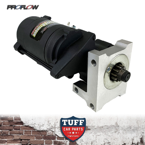 Proflow Power Torque 1.9hp Gear Reduction Infini Clock Starter Motor Black Wrinkle 153T 168T Staggered for SB & BB Chevrolet V8 1.4Kw