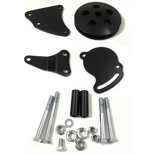 Proflow Power Steering Brackets Mounting kit, Type II Bracket with Pulley Black SB Chev