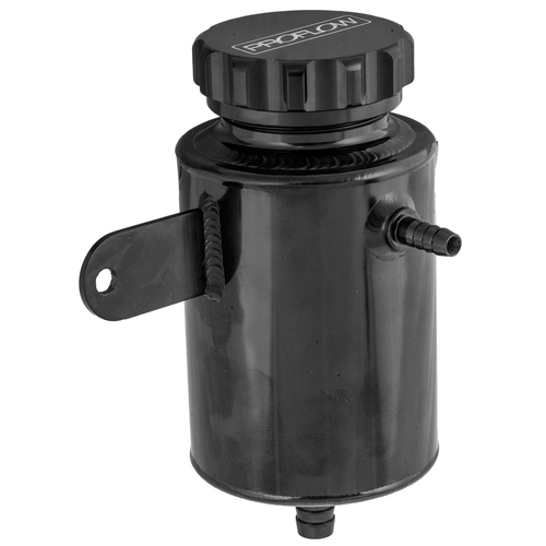 Proflow Power Steering Reservoir, Remote, Aluminium, Black Universal 120mm x 90mm Barb Male 3/8in, 1/2in.