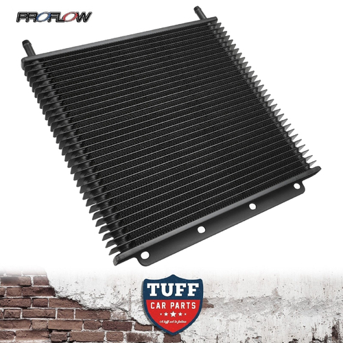 Proflow Universal Tube & Fin Transmission Oil Cooler Black Powder Coated 280 x 255 x 19mm 3/8" Barb