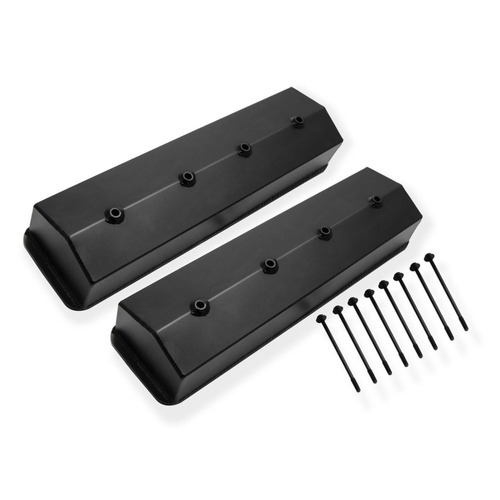 Proflow Valve Covers Tall Fabricated Aluminium Black Powder Coated Center Bolt for Chevrolet Small Block Pair