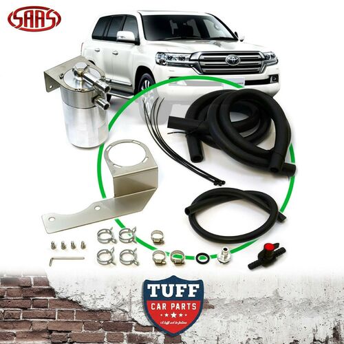 SAAS Oil Catch Can Polished + Fitting Kit to Suit Toyota Landcruiser 200 Series