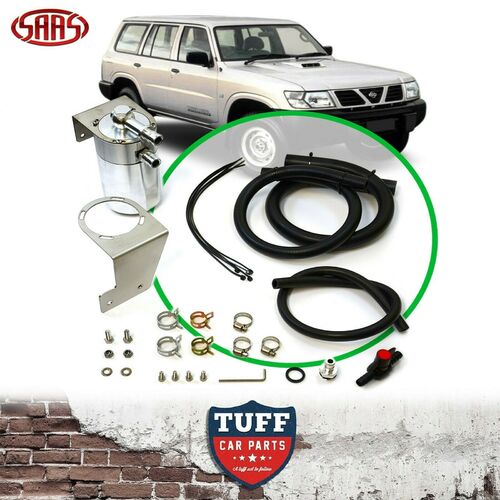 SAAS Oil Catch Can Polished + Fitting Kit for Nissan Patrol GU Y61 Diesel 97-06