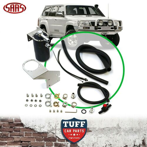 SAAS Diesel Oil Catch Can Black + Fitting Kit for Nissan Patrol GU Y61 2000-2016