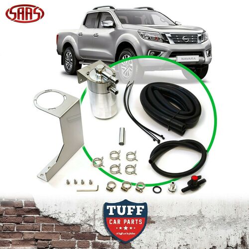 SAAS Oil Catch Can Polished + Fitting Kit for Nissan Navara NP300 D23 2015-2021